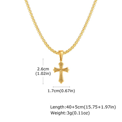 Hip Hop Cross Necklace for Men Women,50/55/60cm Stainless Steel Chic Cross Pendant,Christian Classic Jewelry Gifts Good Vibrations