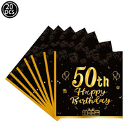 50th Birthday Party Supplies for Men Women Black and Gold 50 Years Old Party Paper Plates Cups Napkin Tablecloth Tableware Decor Good Vibrations