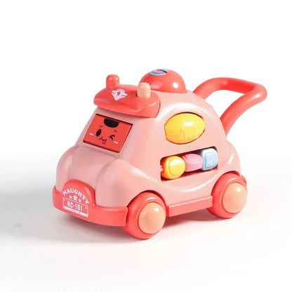 Kid Pull Along Toy Walking Trolley Musical Light Up Car Toy Crawling To Walking Learning Toys Cartoon Polyhedral Trolley Car Toy Good Vibrations