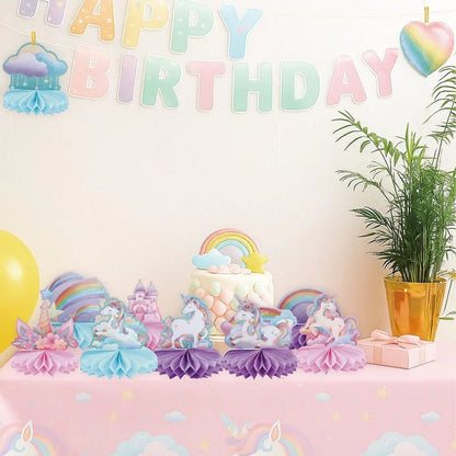 Rainbow Unicorn Honeycomb Ornament Set Rainbow Unicorn Birthday Party Decoration Kids Baby Shower Birthday Party Supplies Good Vibrations