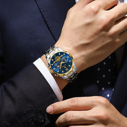 POEDAGAR Luxury Man Wristwatch Chronograph Waterproof Luminous Men Watch Stainless Steel High Quality Sport Men's Quartz Watches Good Vibrations