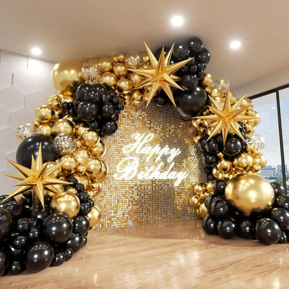 Blue White Metallic Balloons Garland Kit Gold Confetti Balloon Arch for Baby Shower Birthday Graduation Wedding Party Decoration Good Vibrations