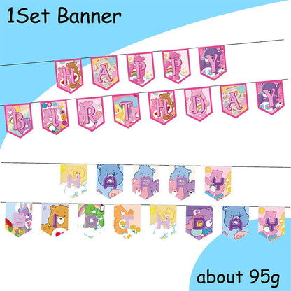 Care Bear Party Supplies Disposable Plate  Napkin Tablecloth Cake Topper Gifts Bag Kids for Birthday Party Decorations Set Gifts Good Vibrations