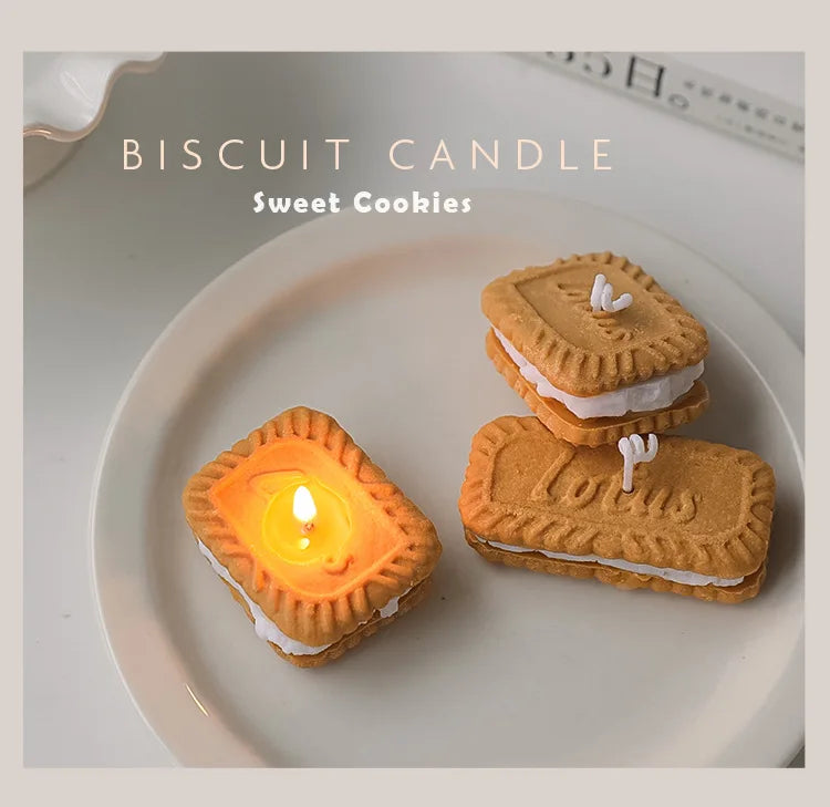 Cute Handmade Biscuit Candle Scented Candle Aromatherapy Soy Wax Candle Wedding Birthday Candles Party Home Decoration Good Vibrations