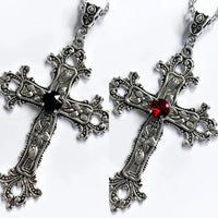 Gothic Irregular Cross Clavicle Chain Necklaces Y2K Punk Crystal Big Cross Pendant Necklaces for Women Men Aesthetic Jewelry Good Vibrations
