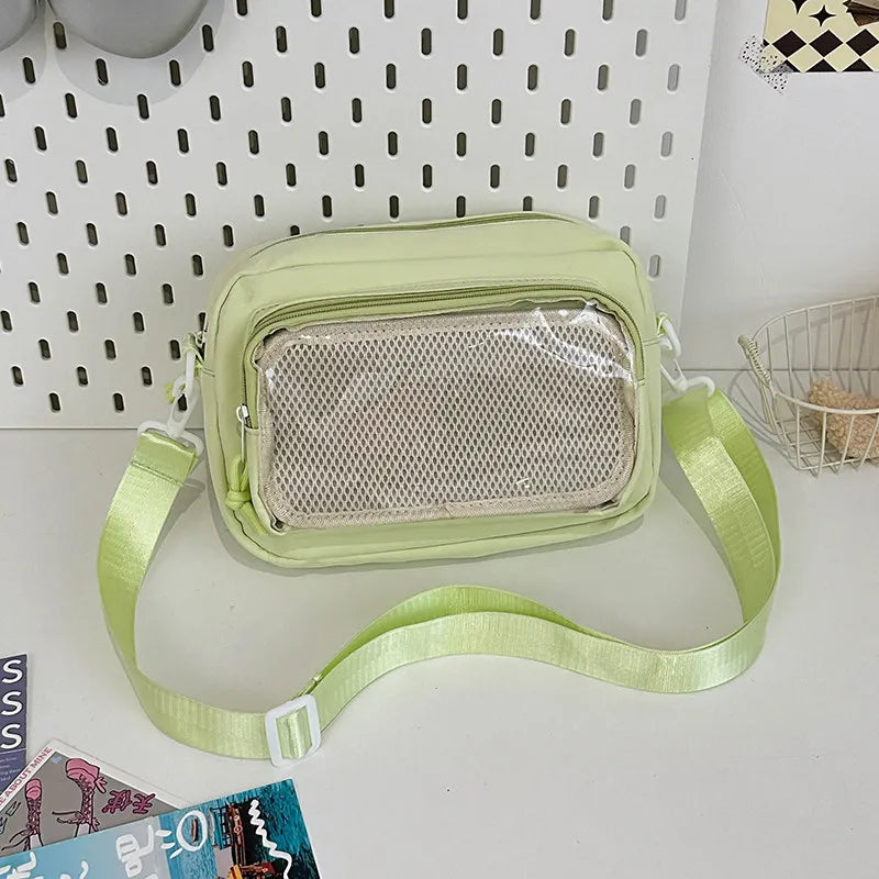 New Y2K Mini Anime Ita Bag Portable Outdoor Small Crossbody Bag Cute Girl Transparent Shoulder Bag Otaku DIY Comic Display Purse Good Vibrations