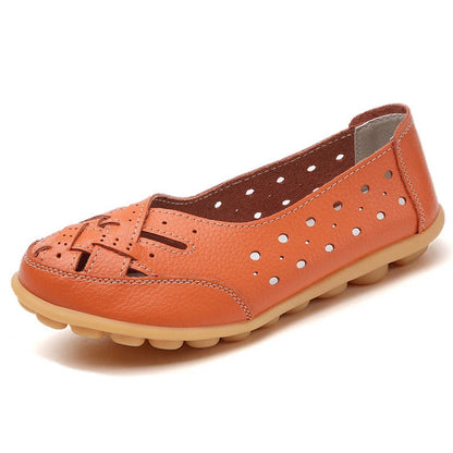 Women Flats Genuine Leather Women's Loafers Nurse Shoes Hollow Shoes Women Slip On Women Shoes Footwear Ballet Flats Women Good Vibrations