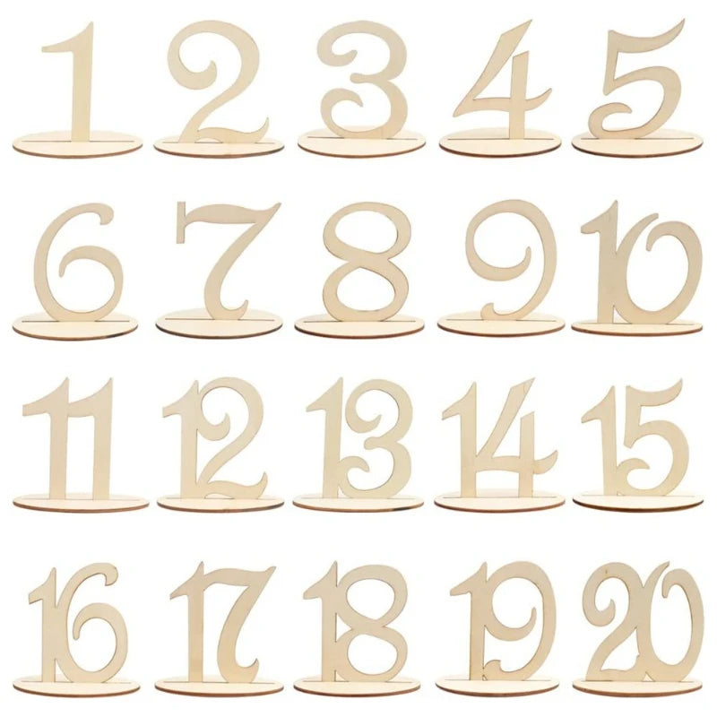 Wooden Table Number 1-20 Creative Digital Three-dimensional Card Wedding Party Decorative Small Ornament Seat Number Table Card Good Vibrations