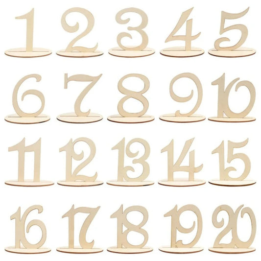 Wooden Table Number 1-20 Creative Digital Three-dimensional Card Wedding Party Decorative Small Ornament Seat Number Table Card Good Vibrations