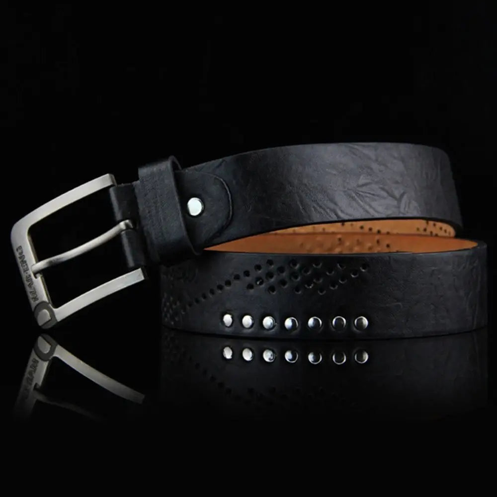 Simple Leather Men's Belt Luxury High Quality Classic Buckle Business Cowboy Vintage Waistband Alloy Belts Good Vibrations