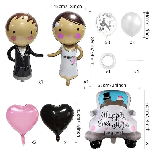Beautiful Bride and Groom Wedding Car Aluminum Balloon Package Wedding Party Wedding Room Decoration Good Vibrations