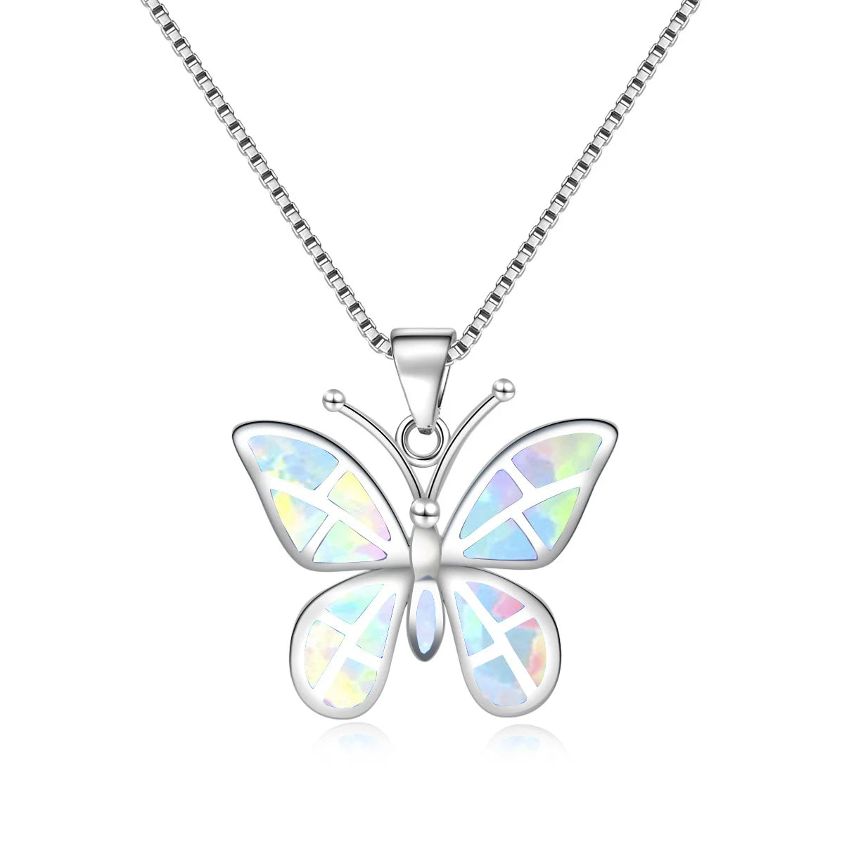 Jewelry Gifts for Girlfriend Mother Christmas，Butterfly Necklace for Women Multi Colors Opal Gemstone Butterfly Pendant Dainty Good Vibrations