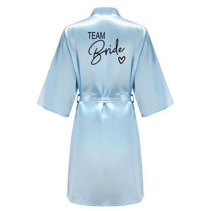 Wedding Party Team Bride Robe With Black Letters Kimono Satin Pajamas Bridesmaid Bathrobe SP003 Good Vibrations