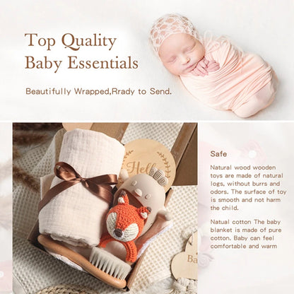 1Set Baby Bath Toy Set Food Grade Silicone Teether Toys Wooden Ring Crochet Rattle Milestones Card Bath Brush For Newborn Gift Good Vibrations
