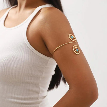 Arm Bracelet Women Arm Accessory Ethnic Style Faux Turquoise Adjustable Shape Armlet Jewelry Jewellery Woman Bracelets Good Vibrations