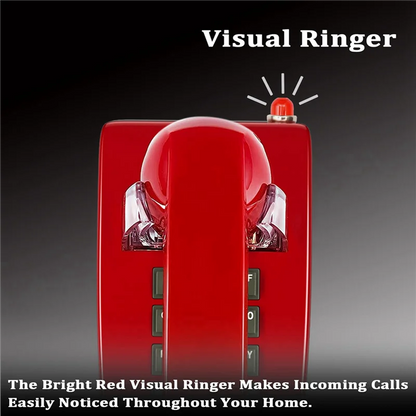 ELECT-2X Wall Phones For Landline With Mechanical Ringing, Single Line 2554 Wall Telephone With Voicemail Indicator,Red Good Vibrations