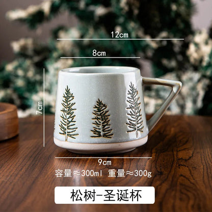 300ml Christmas Gift Creamic Mug Milk Water Cup Breastfast Coffee Mugs Office School Mugs for Drink Holiday Kitchen Drinkware Good Vibrations