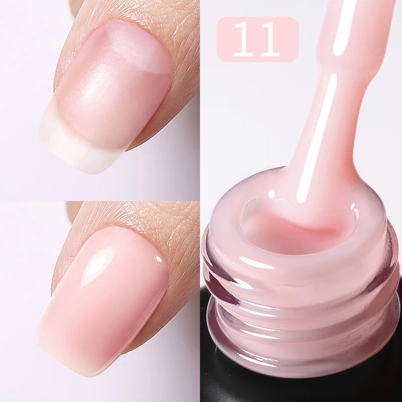 BORN PRETTY Milky Pink Rubber Base Gel Nail Polish Glitter 15ml Semi-Permanent Varnish Soak Off Self Leveling UV LED Gel Good Vibrations
