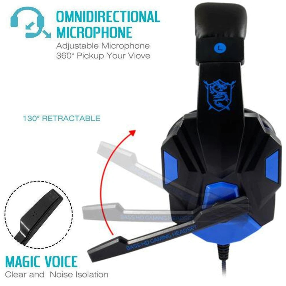 Wired PS4/PS5/Xbox/Smartphone/PC Headset Gaming Headset 120° Adjustable Gamer Headset with Noise Cancelling Microphone Good Vibrations