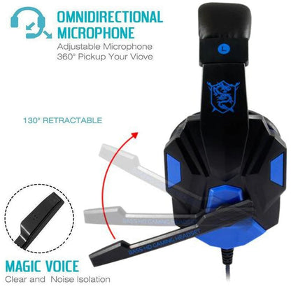 Wired PS4/PS5/Xbox/Smartphone/PC Headset Gaming Headset 120° Adjustable Gamer Headset with Noise Cancelling Microphone Good Vibrations
