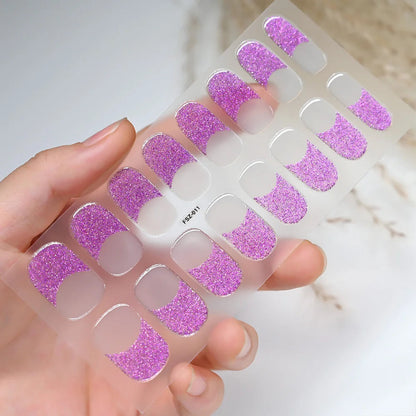 UV Semi-Cured Gel Nail Wraps Stickers Strips French Long Lasting Full Cover LED Gel Semi Cured Nail Sliders For Nail Extension & Good Vibrations