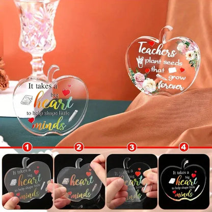 Teacher Keepsake Set: 2 pieces, acrylic – women's thank you/retirement gifts, desk decor, paperweight. Good Vibrations