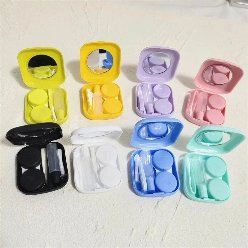 8 Colors Mini Pocket Contact Lens Case  Women Girl Make Up Beauty Pupils Storage Contacts Lense Holder Box Container Mirrors Kit Good Vibrations