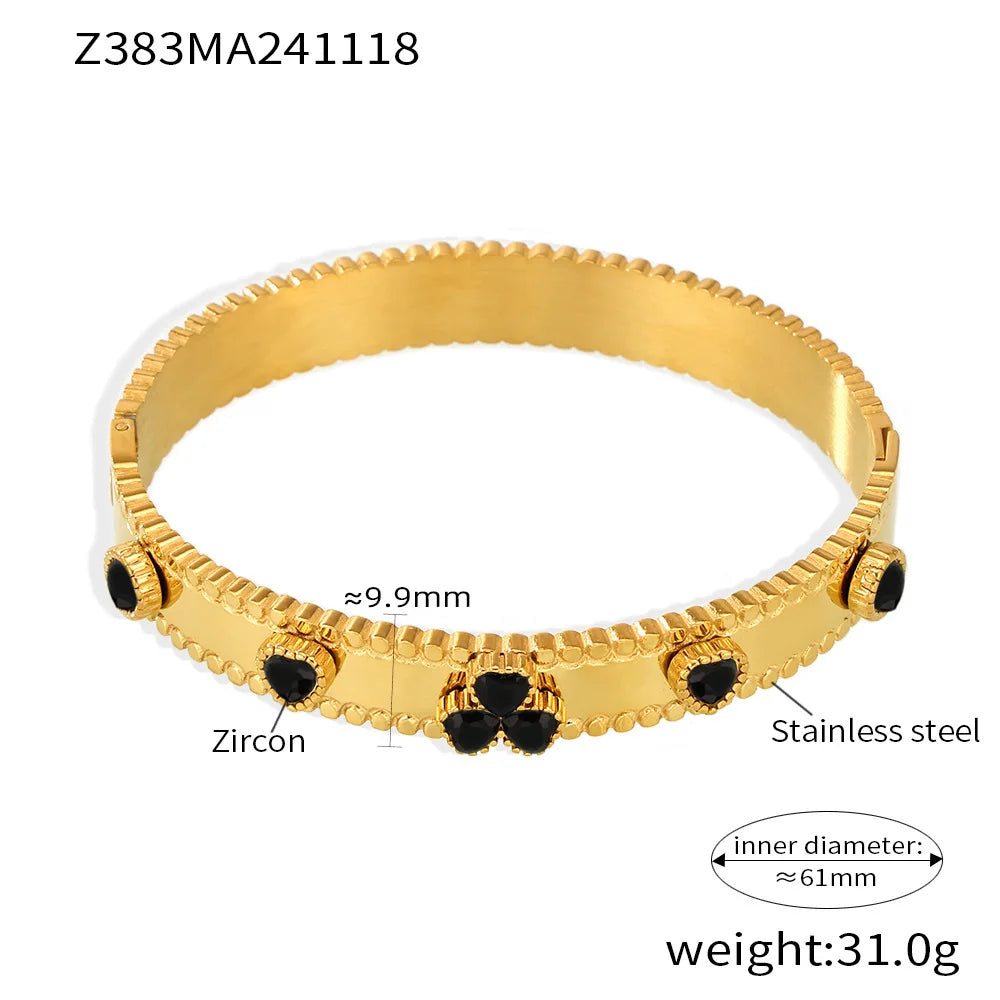 Women's Bracelet Gear Buckle Inlaid with Love Zircon Stainless Steel Fashion Versatile Jewelry Accessories Good Vibrations