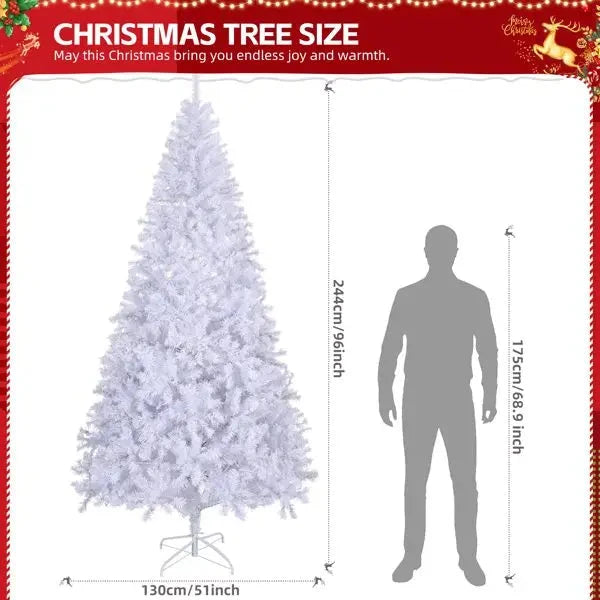 8 FT Pre-lit APP Controlled White Christmas Tree Artificial Xmas Tree 500 RGB Lights 1500 Branch Tips for Home Holiday Party Good Vibrations