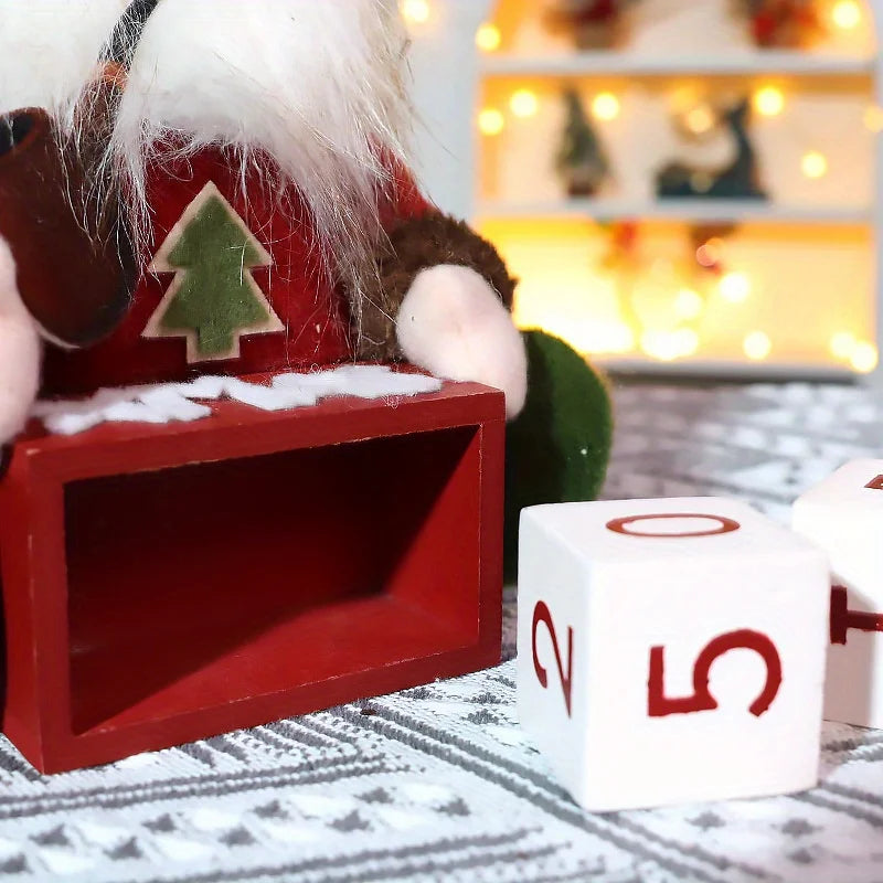 Christmas Advent Calendar Santa Claus Wooden Christmas Ornament Snowman Non Woven Fabric Countdown Calendar Desktop Decoration Good Vibrations