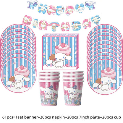 Cinnamorolls Birthday Party Decoration Tableware Set Balloons Cup Plate Banner for Kids Party Favors Baby Shower Supplies Good Vibrations