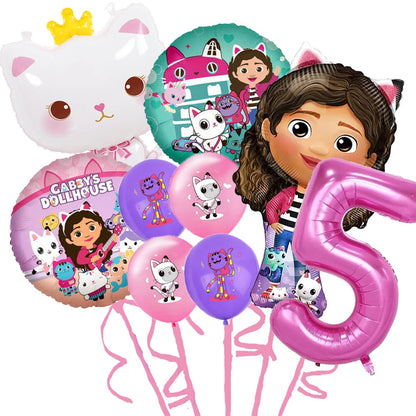 Gabby Doll House Birthday Party Decoration Cat Cutlery Cup Plate Stickers Baby Shower Children's Party Balloon DIY Toy Supplies Good Vibrations