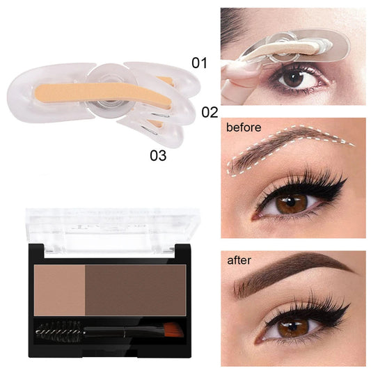 1pcs Adjustable Eyebrow Template Stamp Sponge Stencils Two-color Eyebrow Powder With Eyebrow Brush EyeBrow Palette Eye Brow Tool Good Vibrations