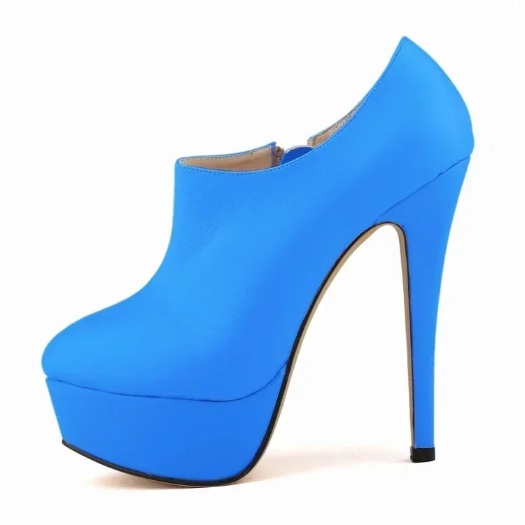 Women Boots Sexy Stilettos Fashion Autumn Winter 14cm Round Toes High Heels Ladies Casual Platform Pumps Leather Party Shoes Good Vibrations