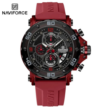 NAVIFORCE for Men Silicone Strap Luxury Fashion Quartz Watches Wrist watch Sports Chronograph 5TM Waterproof Male Watches GIfts Good Vibrations