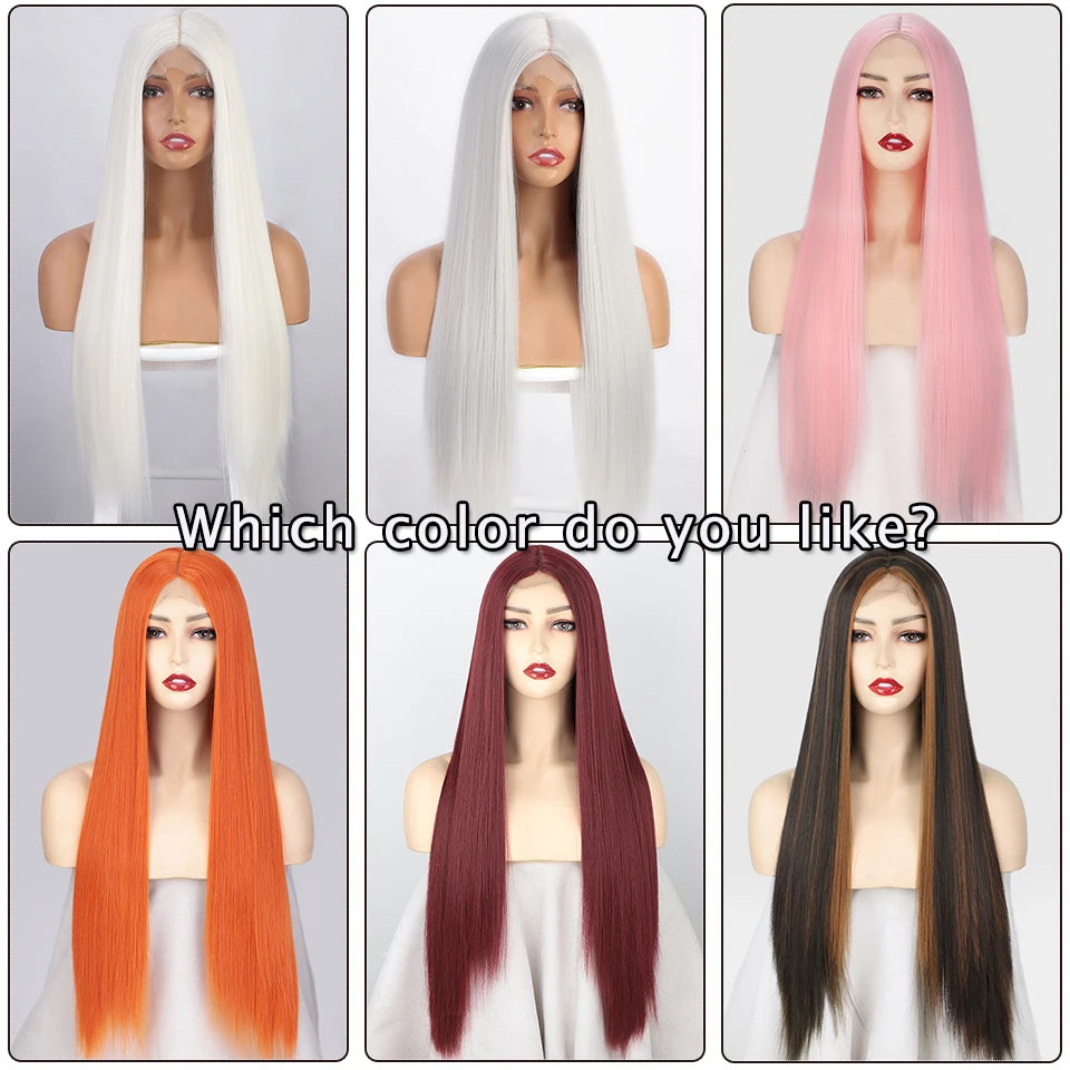 I's a wig Long Straight White Cosplay Wigs Synthetic Wigs for Women 60 613 Blonde Grey Pink Black Color for Daily Party Lolita Good Vibrations