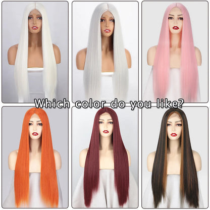I's a wig Long Straight White Cosplay Wigs Synthetic Wigs for Women 60 613 Blonde Grey Pink Black Color for Daily Party Lolita Good Vibrations