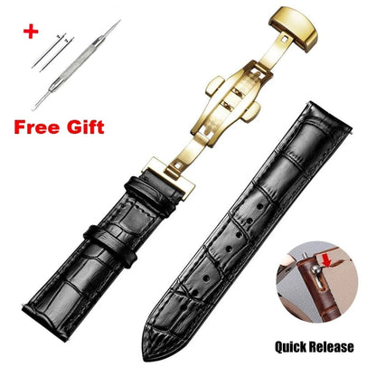 Quick Release *Real Animal Skin* Leather Watch strap13mm 12mm  15mm 17mm 19mm 21m 23mm 24mm 14mm 16mm 18mm 20mm Good Vibrations