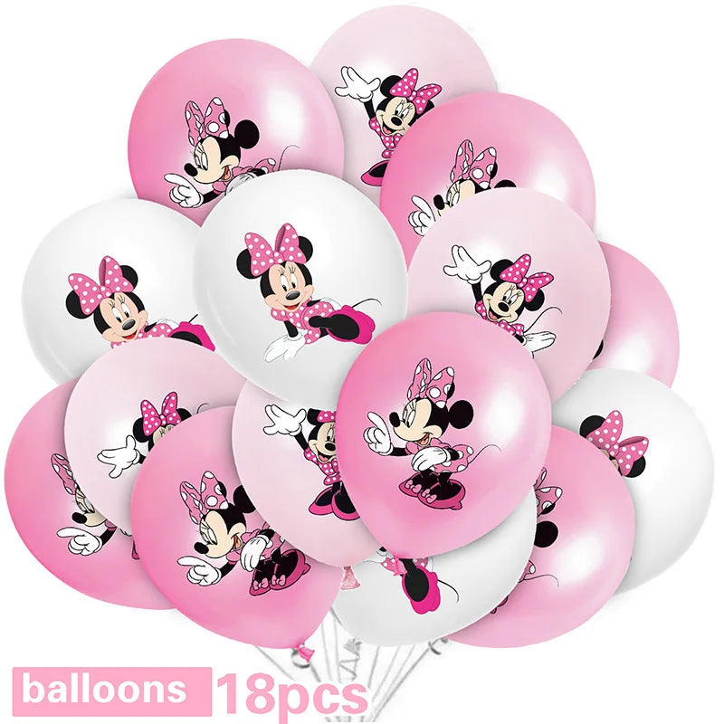 Disney Pink Minnie Mouse One Year Old Birthday Party Supplies Cup Plate Kids Girl Birthday Party Decor Disposable Tableware Set Good Vibrations