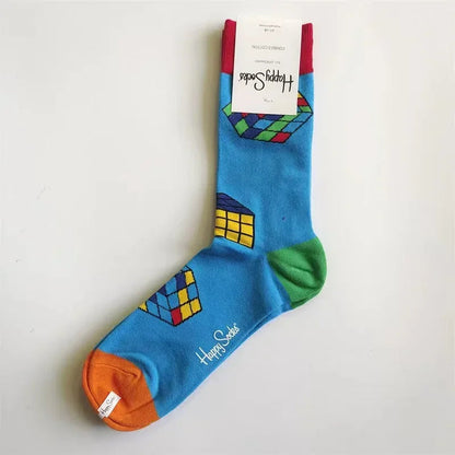 Cotton Happy Socks Men's Classic Crew Sock Shoe Size 10 - 13 Soft Good Vibrations
