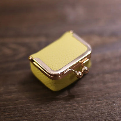 Litchi Grain Mini Bag, 2 Sizes Available, Retro Metal Kiss Lock, Portable Jewelry Pouch for Rings, Earrings & Necklaces Coin Pur Good Vibrations