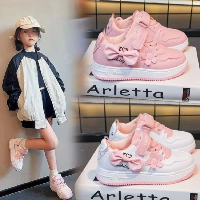 Teenagers outdoor sneakers Student girls' cute bow sports shoes Comfortable soft sole running shoes casual tennis shoes Good Vibrations