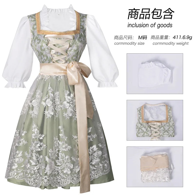 Halloween Carnival Cosplay Costume German Oktoberfest Maid Dress Woman Bavarian Traditional Embroidery Outfits Performance Girl Good Vibrations