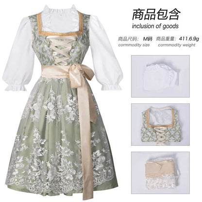 Halloween Carnival Cosplay Costume German Oktoberfest Maid Dress Woman Bavarian Traditional Embroidery Outfits Performance Girl Good Vibrations