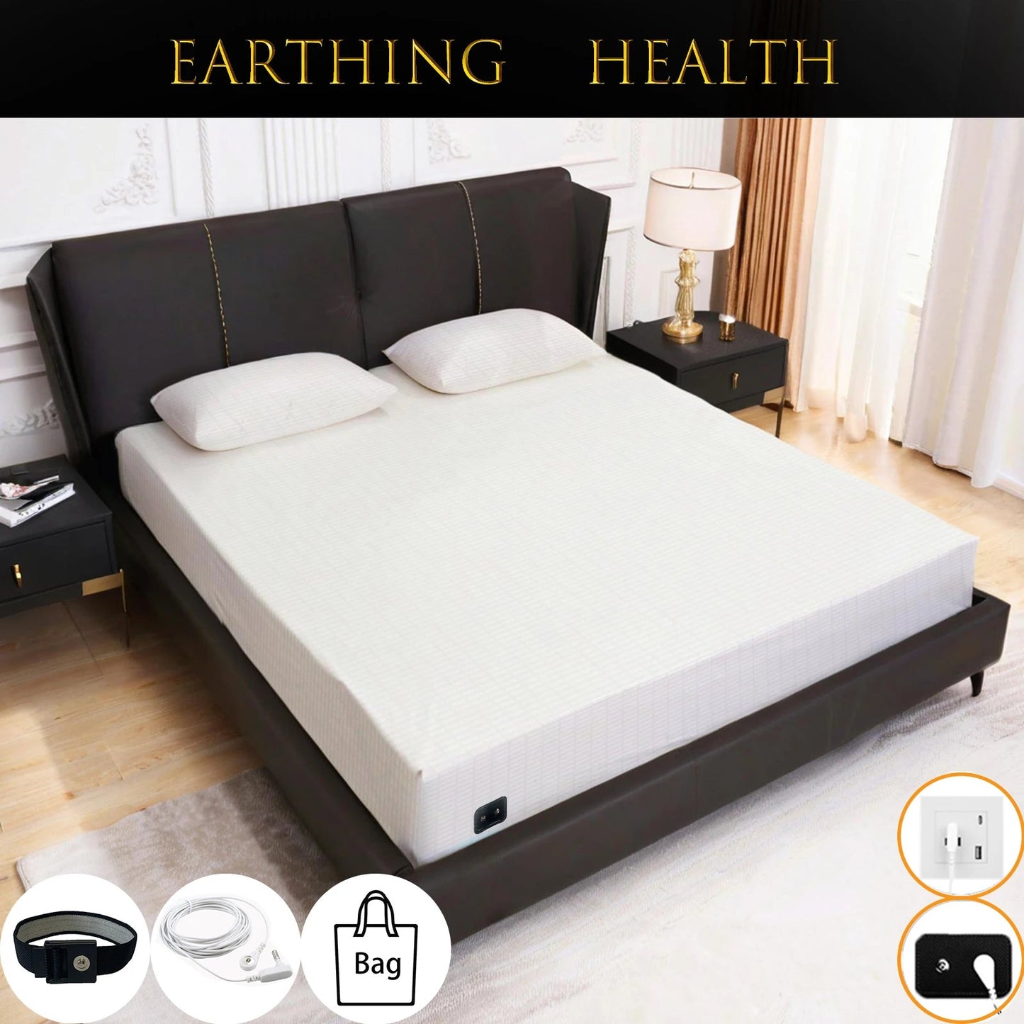 Earthing Fitted Bed Sheets Conductive Silver Fiber Grounded Bedsheet Anti-ESD Radiation Proof Release Electrostatic Good Vibrations