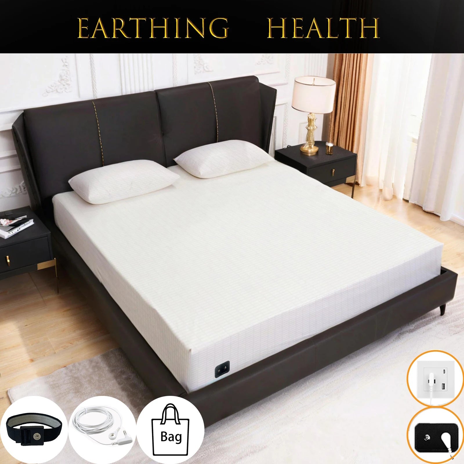 Earthing Fitted Bed Sheets Conductive Silver Fiber Grounded Bedsheet Anti-ESD Radiation Proof Release Electrostatic Good Vibrations