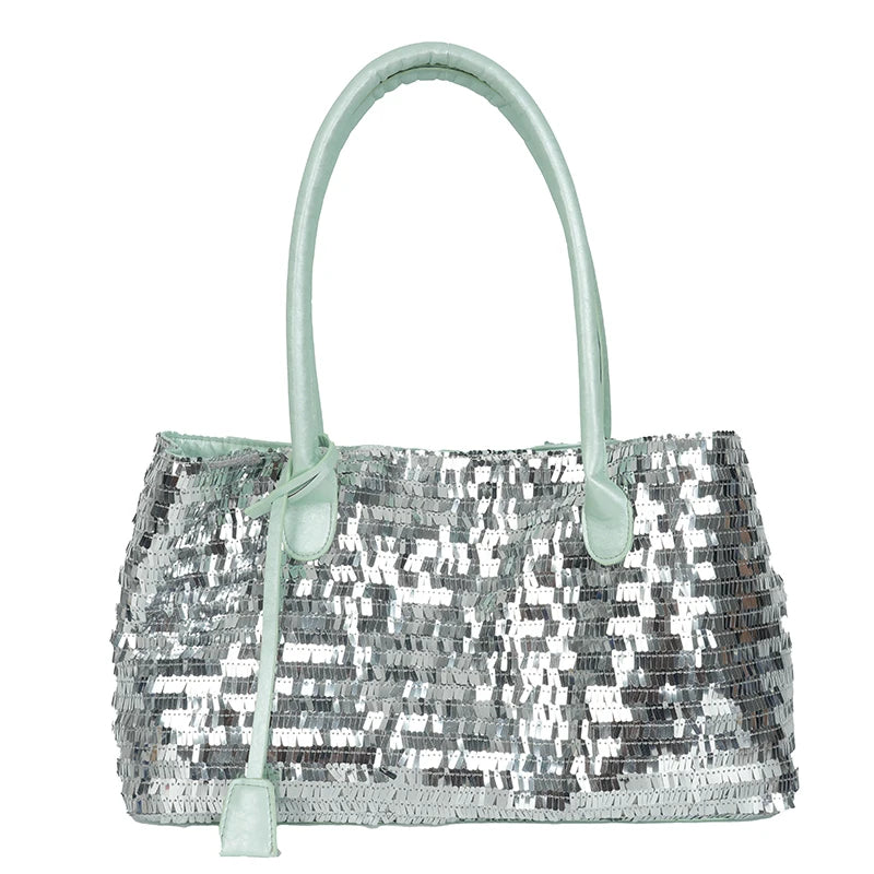 Sequined Underarm Shoulder Evening Tote Bags For Women Shiny Big Capacity Shopper Totes Nightclub Party Luxury Designer Handbags Good Vibrations