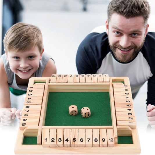 Shut The Box Dice Board Game 2-4 Players Wooden Table Game Amusing Game with 1-10 Numbers Travel Games Good Vibrations