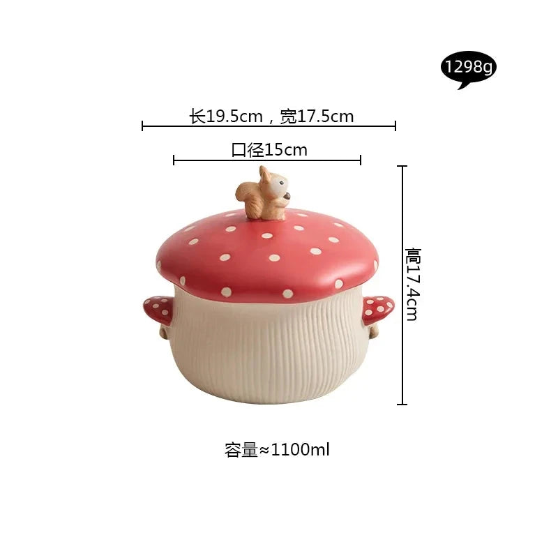 Mushroom Ceramic Tableware Mushroom Rice Bowl Noodles Bowl Soup Pot Flat Plate Sushi Plate Mushroom Mug Spoon Kitchen Tableware Good Vibrations