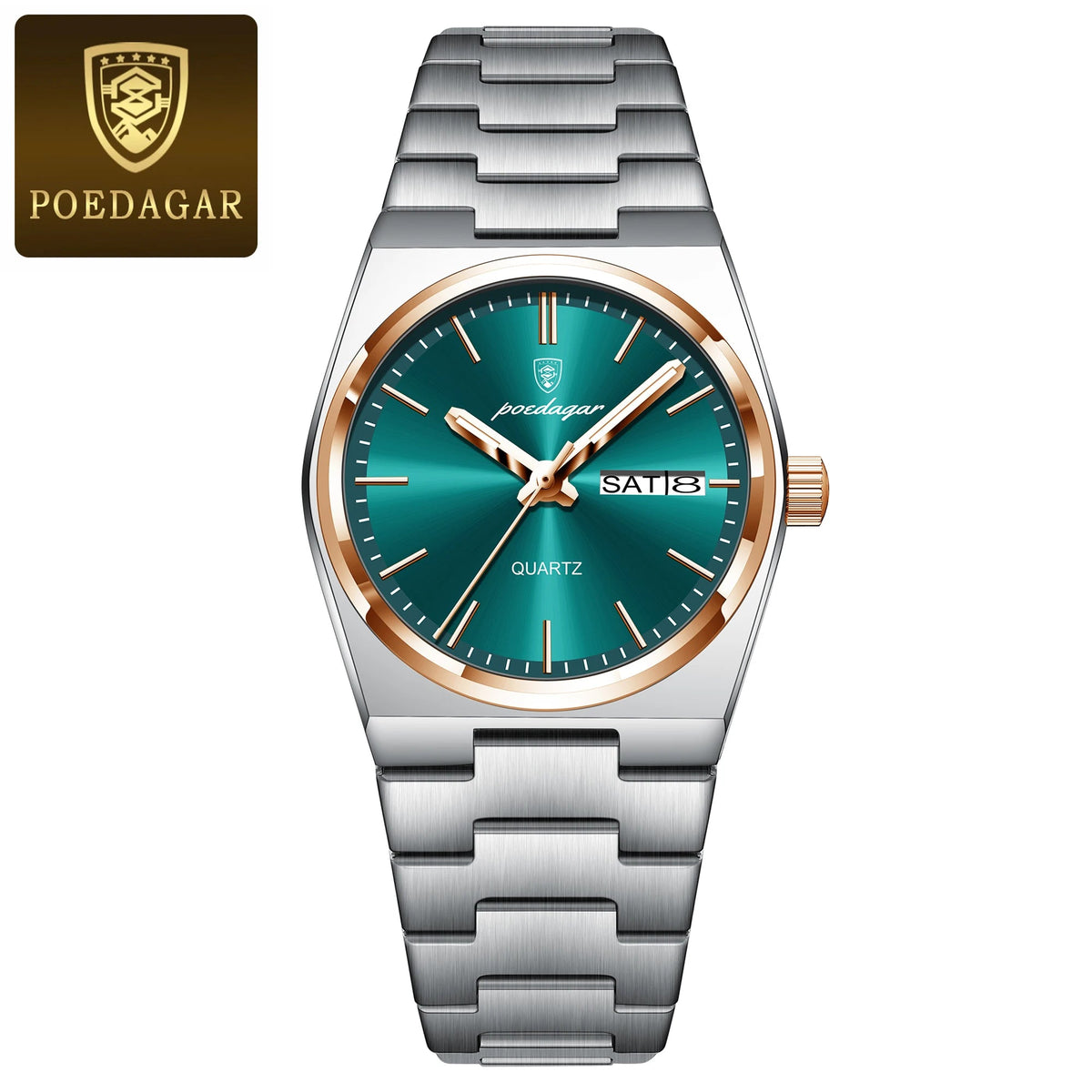 POEDAGAR Luxury Watch for Woman Ladies Elegant Quartz Watch Waterproof Luminous Date Week Stainless Steel Women's Watches Clock Good Vibrations